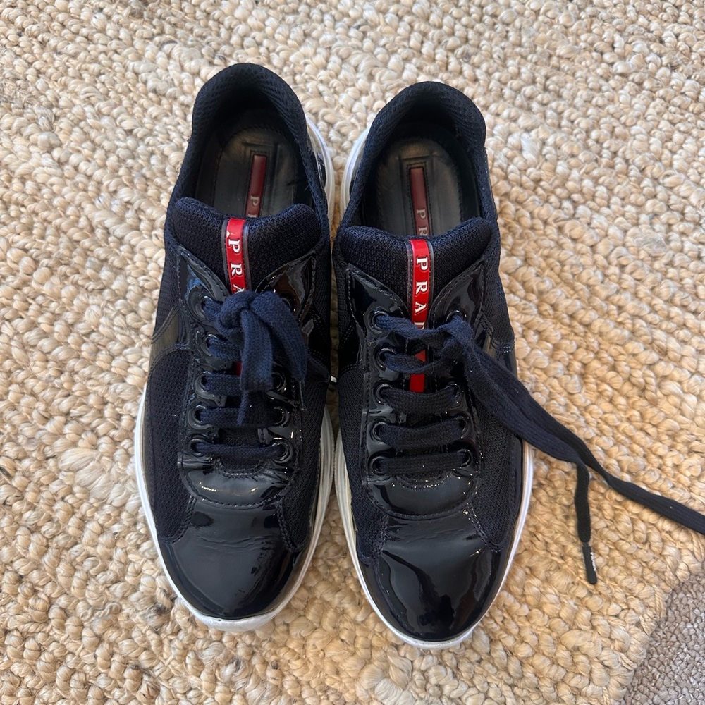 Prada Unisex Black and Red Sneakers - Picture 8 of 11